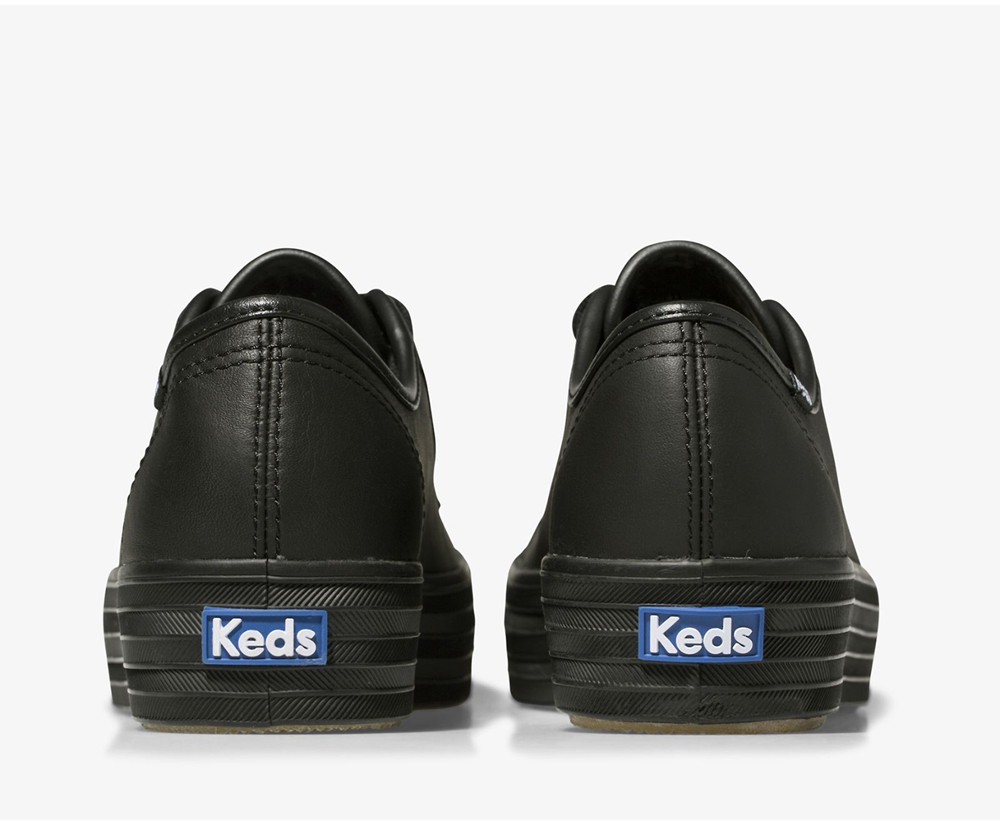 Keds Sneaker Damen Schwarz - Triple Kick Leder - ABQ-139048